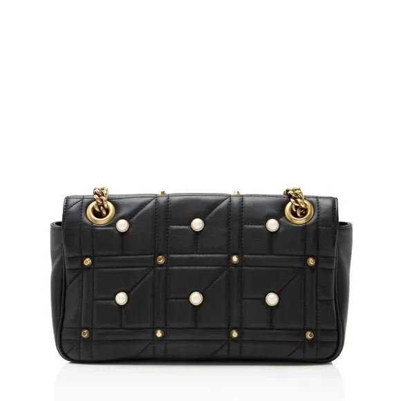 Gucci Matelasse Leather Pearl GG Marmont Small Flap Bag - Picture 3 of 15